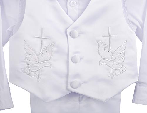 Lito Angels Baby Jongens Satijn Doop Outfit Formeel Wit Pak met Kap Vest Vlinderdas 5 Stukken Set Leeftijd 3-24 Maanden… - Image 6
