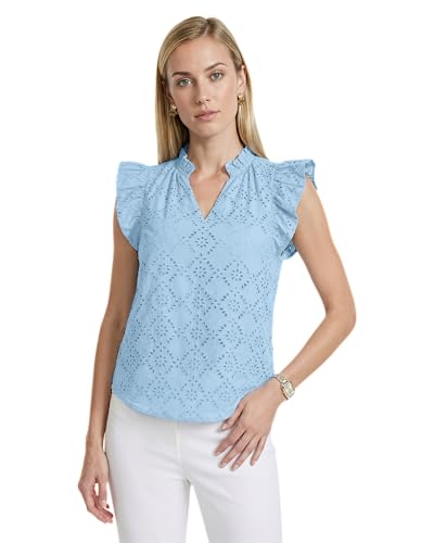 Anne Klein Women's Flutter Sleeve V-Neck Top