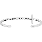 MantraBand Bracelet - Cross Religious Inspiration Bible Phrase - Inspirational Engraved Adjustable Mantra Jewelry Cuff Bracelet - Silver - Gifts for Women