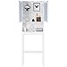 Giantex Over The Toilet Storage Cabinet, Freestanding Bathroom Cabinet w/ 2 Frosted Glass Doors, Inner 3-Position Adjustable Shelf, Open Storage Shelf, Bathroom Organizer & Space Saver