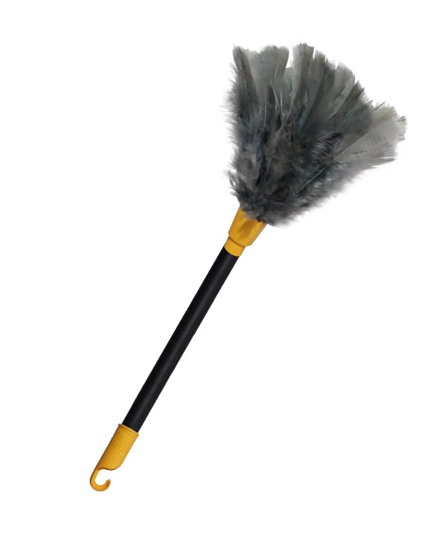 Espanador De Pó 42cm ORIGINAL Com Penas Naturais, Cabo longo, Tira Pó De Livros, Tira pó de Mesas, TVs, Note, Móveis, Limpador De Poeira, Para Escritório, Para Lojas, Para Residências