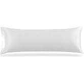 P Pothuiny Satin Body Pillow Cover 20" x 54", Ivory White Silky Pillowcase for Adults, Long Case With Envelope Closure