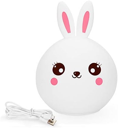 conejito de pascua luz de la noche de la lampara de conejo portatil de silicona led multicolor sensor tactil regalo de pascua para la cabecera bebe