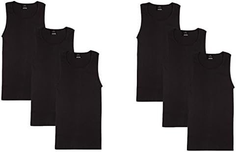 CottonNet Men's 6-Pack Super Luxorious Heavy Weight Ripped Muscle Shirt Black/L