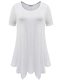 BELAROI Womens Basic Solid Loose Fit Short Sleeve Tunic T Shirt (3X, White)
