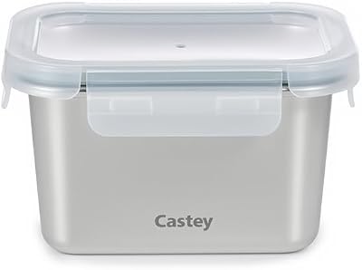 - Envase Rectangular de Acero Inoxidable, Cierre Hermético con Tapa, para Conservación de Alimentos, Tapa Libre de BPA, Diseño Antiderrames, Apto para el Lavavajillas (C-A750)
