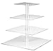 Utenlid 4-Tier Square Stacked Party Cupcake and Dessert Tower - Clear Acrylic Cake Stand