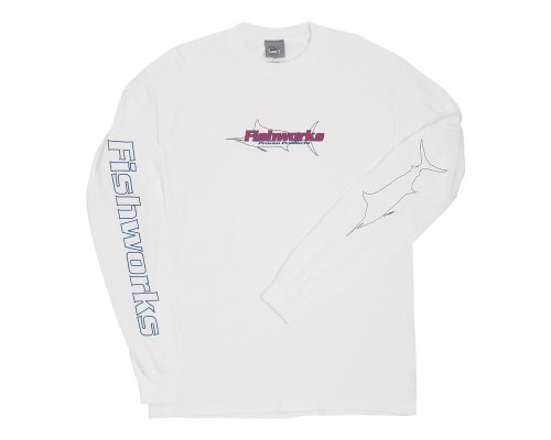 Fishworks Marlin Outline Long Sleeve Shirt - White - Large