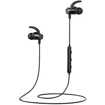 Anker SoundBuds Slim Wireless Headphones Bluetooth 4.1 Lightweight Stereo IPX5 Earbuds with Magnetic Connection NANO Coating Sweatproof Sports Headset with Metallic Housing Built-in Mic (Black)
