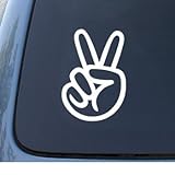 PEACE SIGN - Hand - Car, Truck, Notebook, Vinyl Decal Sticker #1111 | Vinyl Color: White