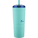 BUBBA S ENVY 24 oz Stainless Steel Tumbler | Secure Straw | Double Wall Vacuum Seal | Keeps drinks cool and hot | Removable lid | No sweating easy-grip (Island Teal/Blue Top)