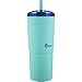 BUBBA S ENVY 24 oz Stainless Steel Tumbler | Secure Straw | Double Wall Vacuum Seal | Keeps drinks cool and hot | Removable lid | No sweating easy-grip (Island Teal/Blue Top)
