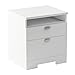 South Shore Reevo 2-Drawer Nightstand, Pure White with Matte Nickel Handles