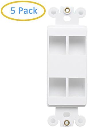 VICTEK QuickPort 4-Port Keystone Plate Decora Insert Jack for Wall Plate White - 5 Pack