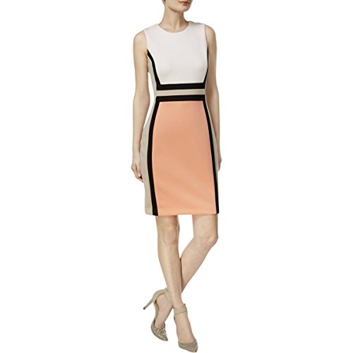 Calvin Klein Womens Petites Colorblock Sheath Wear to Work Dress Pink 10P