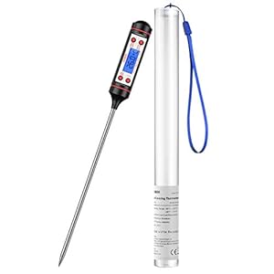 Habor Meat Thermometer, Instant Read Kitchen Thermometer with 5.9inches Long Probe, Backlit LCD Screen, Auto Off, Food Cooking Thermometer for BBQ, Milk, Water, Oil, Turkey, Jam, Baking and Yogurt