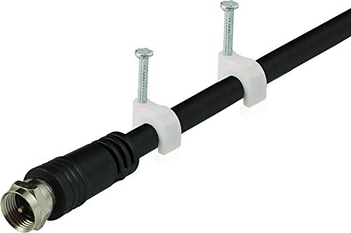 GE Nail In Cable Clips, 20 Pack, For Audio Cables, Video Cables, and Network Cables, Easy Installation, White, 33614