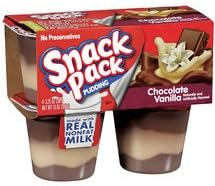 Hunt's, Snack Packs, Pudding and Tapioca Choices, 4 Cups, 13oz Package (Pack of 4) (Choose By Flavor) (Chocolate Vanilla)