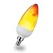 KINDEEP 1 Mode LED Flame Light Bulb, E12 Base Fire Flickering Emulation Candelabra for Decoration, 2W (1300K Warm White) Pack of 1