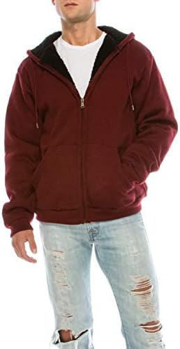 KlothesKnit Men's Heavyweight Full Zip Brushed Fleece Sherpa Lined Hoodie Sweatshirt Jacket