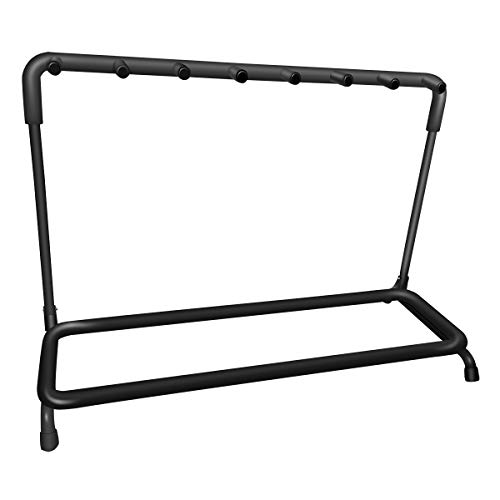 Ranch 7-Piece Guitar Rack - Multi Holder Stand for Electric Acoustic Guitars Bass Padded-Foam Rails- Black