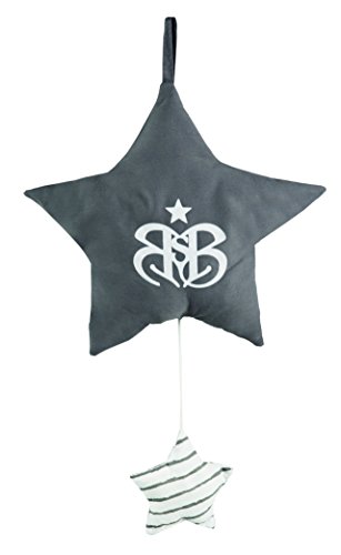 roba ‘Little Stars’ Music Box Baby Sleep Aid Textile Star, Washable, Baby Room Decorative Grey/White
