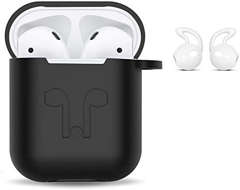 amasing Case 2 in 1Accessories Kits Compatible for Apple Airpods Protective Silicone Cover and Skin for Airpods Charging Case with Ear Hook Compatible for Airpod Black