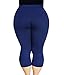 Zerdocean Women's Modal Plus Size Basic Capri Leggings Dark Blue 3X