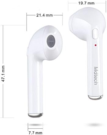 White Bluetooth Earbuds Wireless Headset by Colormobile Earphone Two Pieces Ear Friendly for iPhone 6 / 6s / 6s Plus / 7 / 7 Plus / X, Android, Samsung, Galaxy
