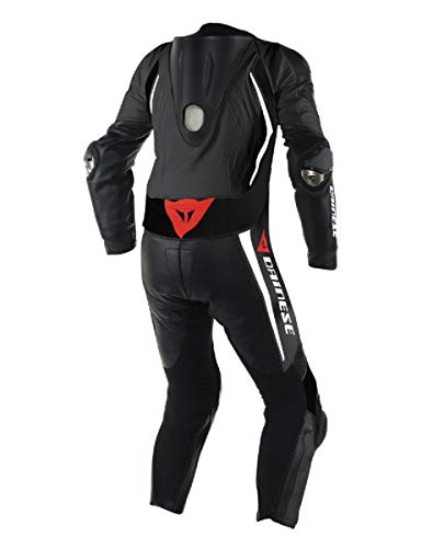 LEATHERAY Men's Fashion Motorbike Dainese Real Leather One Piece Suit with Armor Protection Black,XS-5XL