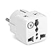 Yubi Power Grounded 2 in 1 Schuko Plug Adapter Type E/f for Europe, France, and More. / with Two Universal Plug in Ports/Grounded - Ce Certified - Rohs Compliant-3 Pack Blue,Green,White