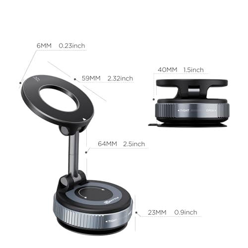 MSXTTLY Military Mobile Phone Holder Car Magnet for MagSafe Car Mount Magnetic [36 kg Suction Cup Vacuum 360° Rotatable 24XN55 Magnets] Holder Car for iPhone 17 Pro MAX 17-12 All Mobile Phones Vmag-S1