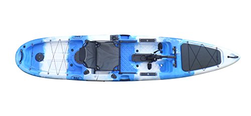 BKC PK13 13' Pedal Drive Fishing Kayak W/Rudder System, Paddle, Upright