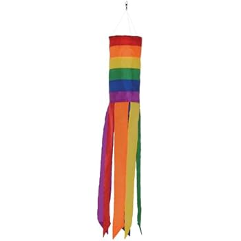 In the Breeze Rainbow Column - 24 Inch Windsock - Colorful Hanging Decoration - Red, Orange, Yellow, Green, Blue, Purple