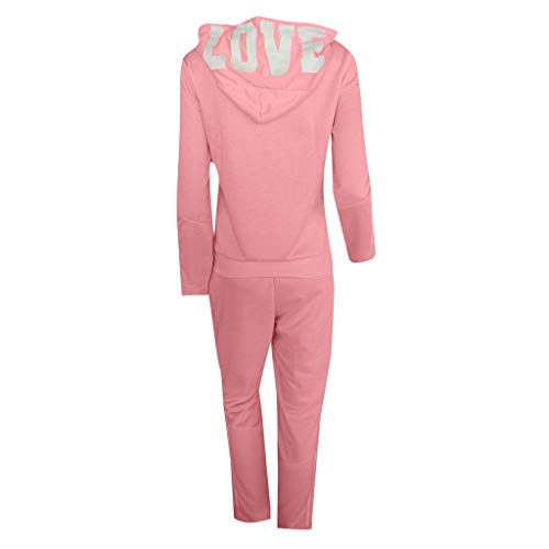 Dreamyth-Winter 2Pcs Women Tracksuit Casual Stripe Zipper Long Sleeve Pullove Sport Tops+Long Pants Set (Pink, S) - Thumbnail 5
