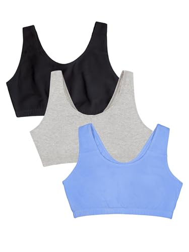 Fruit of The Loom Women's Built Up Tank Style Sports Bra, Cornflowerblue/Grey/Black