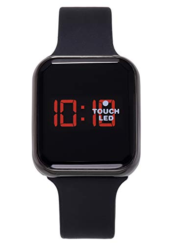 WUTAN Men's Sport Touch Screen Led Digital Watch Stylish Outdoor Electronic Watches for Mens Womens Teens Boys Girls Unisex with Silicone Band Black
