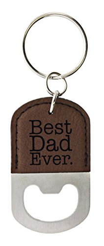 ThisWear for Dad Best Dad Ever Leather Bottle Opener Keychain Key Tag Brown