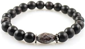 Zen Series: Mala Bracelet With Leopardskin Jasper, Black Ebony (Medium)