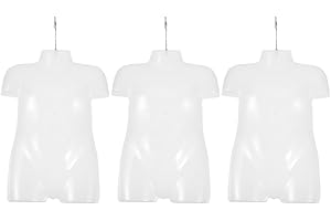 PARTYKINDOM 3 Packs Child Mannequin Half Body with Hook - 14.2 Inch Half Dress Form Hanging Mannequin Hollow Shell Torso - Child Underwear Swimsuit Clothes Hanger Mannequin for Clothing Store Display (White)