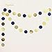 Nicrolandee Navy Blue Dots Paper Garland Metallic Gold String Hanging Party Garland Backdrop for Nautical Bachelorette Wedding Baby Shower Bridal Shower Birthday Party Decorations 3 Pack/Set