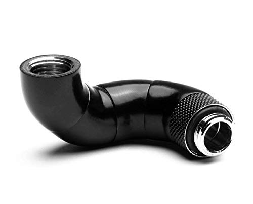 PrimoChill Male to Female G 1/4 180 Degree Triple Rotary Elbow Fitting - Satin Black