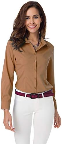 AtnlewhiWomens Long Sleeve Button Down Shirts Classic Work Blouse Stretch Formal Casual Dress Shirt