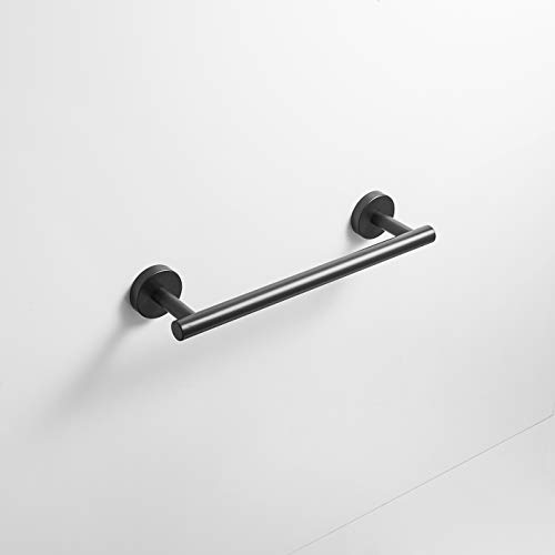 Bathroom Hardware Set 12''Towel Bar, Toilet Paper Holder, Towel Ring, Robe Hook,Black Wall Mounted Bath Hardware Accessory Set