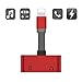 Dual Adapter Splitter for Apple iPhone 7/7 Plus/ 8/8 Plus/X (10), Labobbon 4-in-1 Connector for Audio/Headphone and Charger, Remote Control & Phone Call Supported, Redthumb 4
