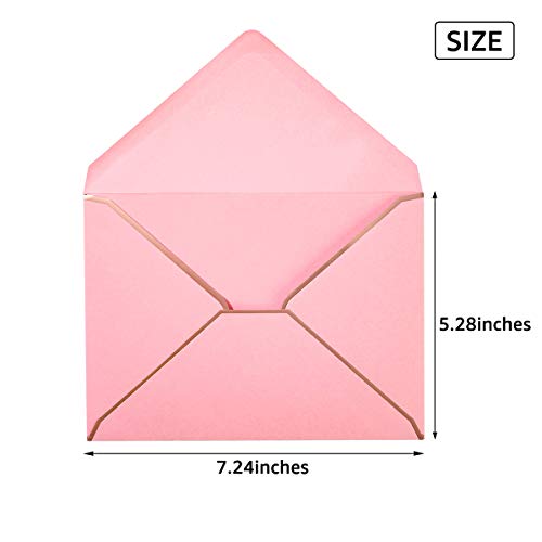 50 Pack A7 Pink Invitation Envelopes Rose Gold Border Envelopes Perfect