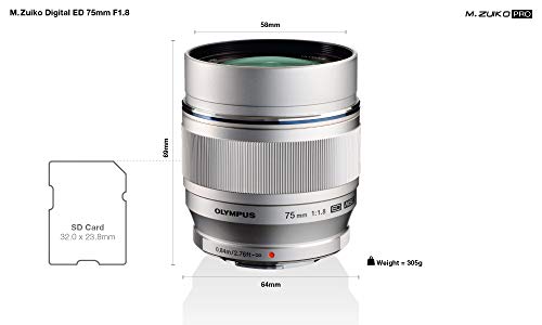 Olympus M.Zuiko Digital ED 75mm F1.8 Objektiv, lichtstarke Festbrennweite, geeignet für alle MFT-Kameras (Olympus OM-D & PEN Modelle, Panasonic G-Serie), silber – Bild 3