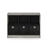 FURINNO Basic 3x2 Bookcase Storage, 3" X 2", French Oak Grey/Black