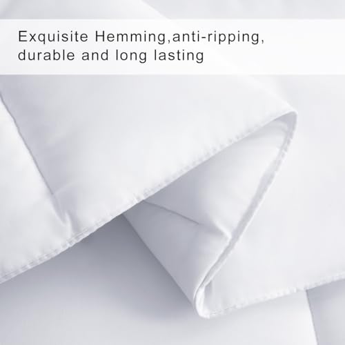 COHOME Queen Size Cooling Comforter, All-Season Quilted Down Alternative Duvet Insert, Luxury Hotel Breathable GentleSoft Comforter with Anti-Clump Tech & 8 Tabs - Reversible - White 88“ x 88” inches