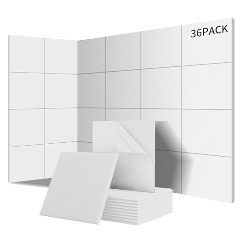 Sonuvia 36 Pieces Square Self-Adhesive Soundproofing Panels, Room Soundproofing, 3.24㎡ Cover, High Density 230 kg/m³ NRC 0.95, Decorative Sound Absorbing Panels, for Walls and Doors, Games Room